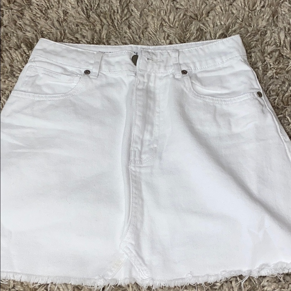 white denim mini skirt